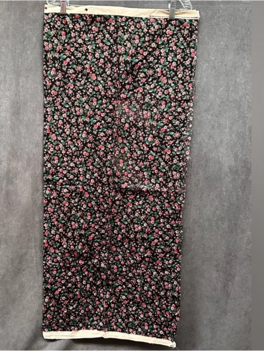 Vintage black floral chintz fabric Concord fabrics 70”x42”